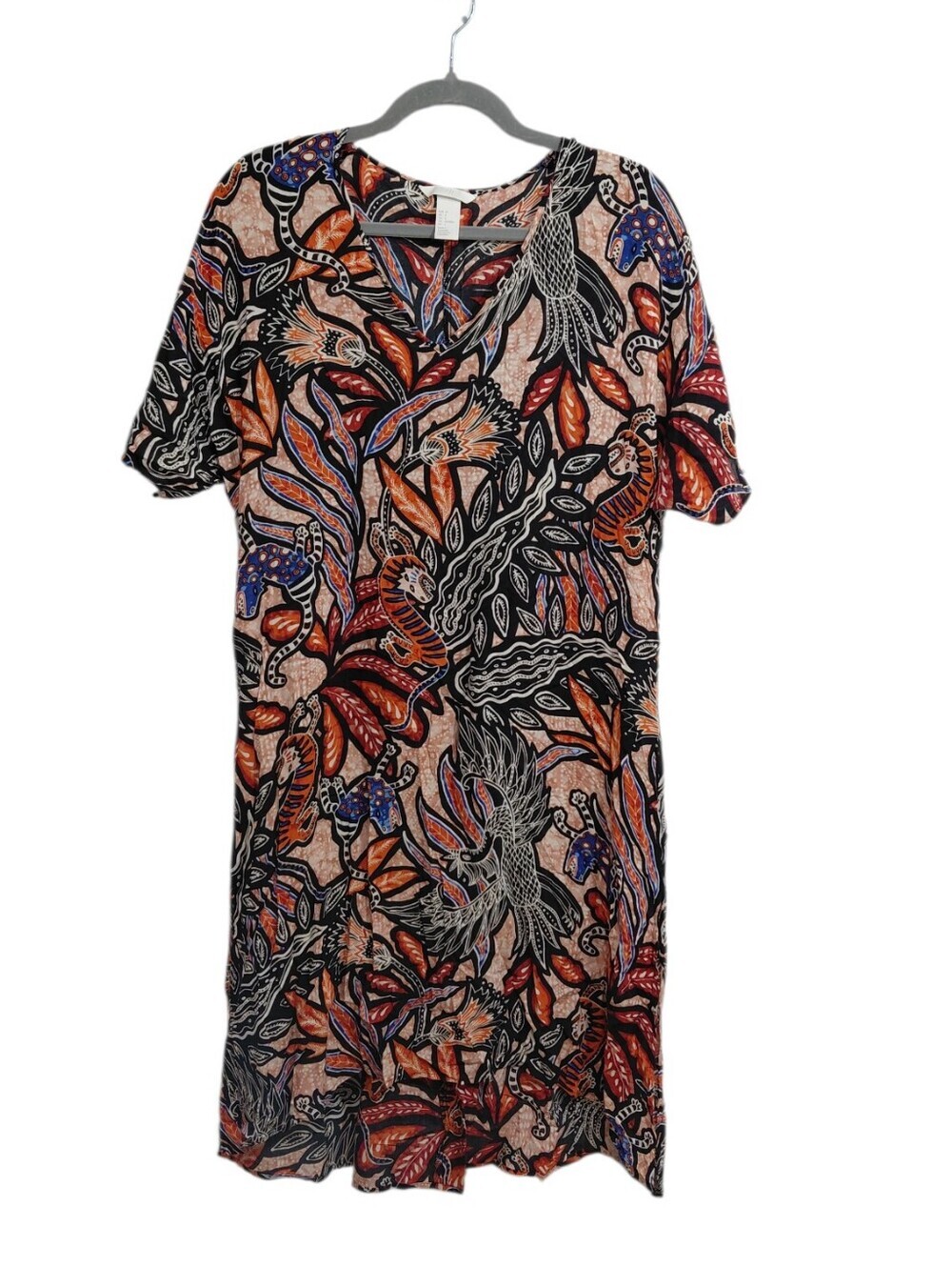H&M Multicolor Tropical Leaf Print Midi Dress